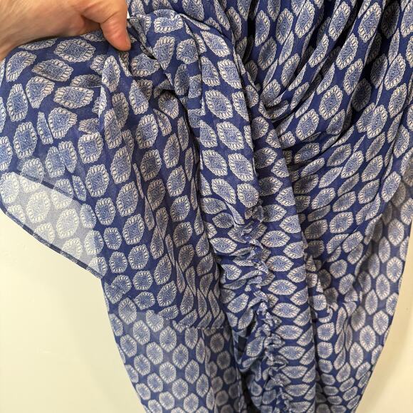 Misa Los Angeles Women's Amata Dress Maxi Blue Pattern Small Sheer A Line - Picture 9 of 10